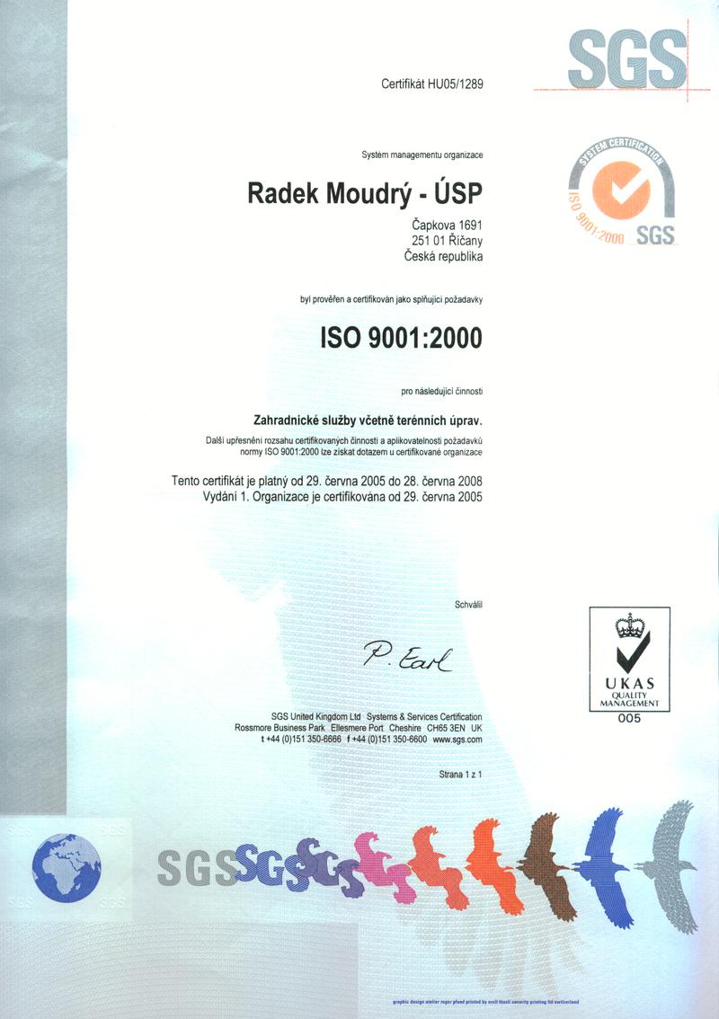 crtifikát ISO 9001:2000